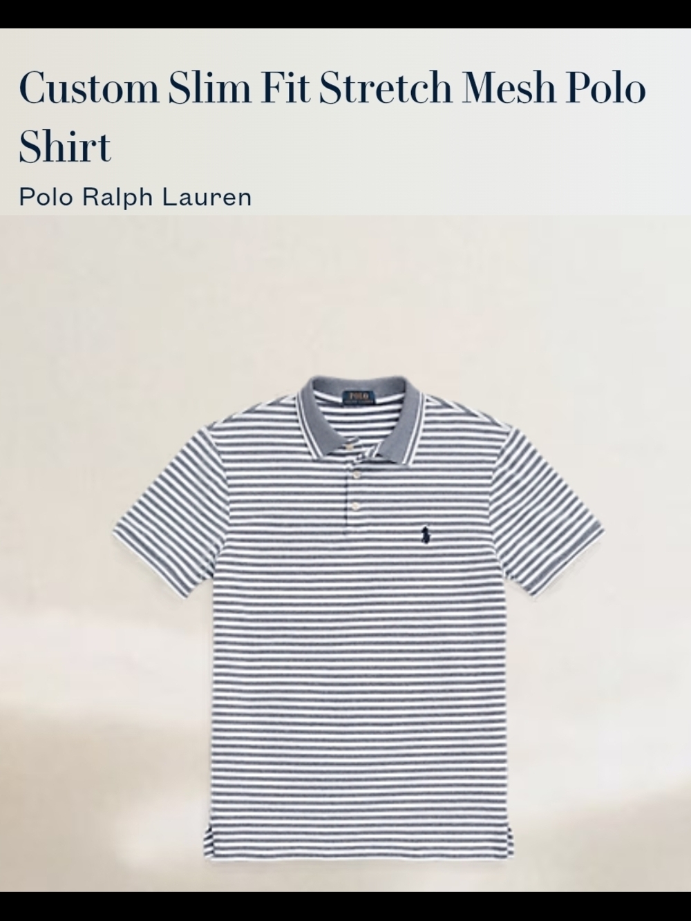Polo by Ralph Lauren Custom Slim Fit Stretch Mesh Polo Shirt - Navy/White Stripe